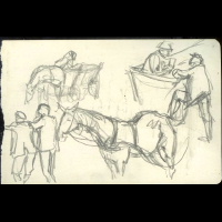 <b>Asendorpf, Bartold</b> Pencil Drawing 1934:Horse and Cart