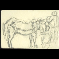 <b>Asendorpf, Bartold</b> Pencil Drawing 1934:2 Carriage Horses