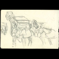 <b>Asendorpf, Bartold</b> Pencil Drawing 1934:Horse & Automobile
