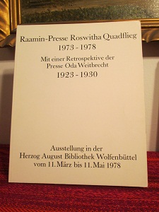 <b>Raamin-Presse Roswithe Quadflieg</b> Katalog 1973-1978