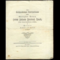 <b>KÜSTRIN: </b> Privatdruck/Amtsjubiläum J.F.Pauli 1783